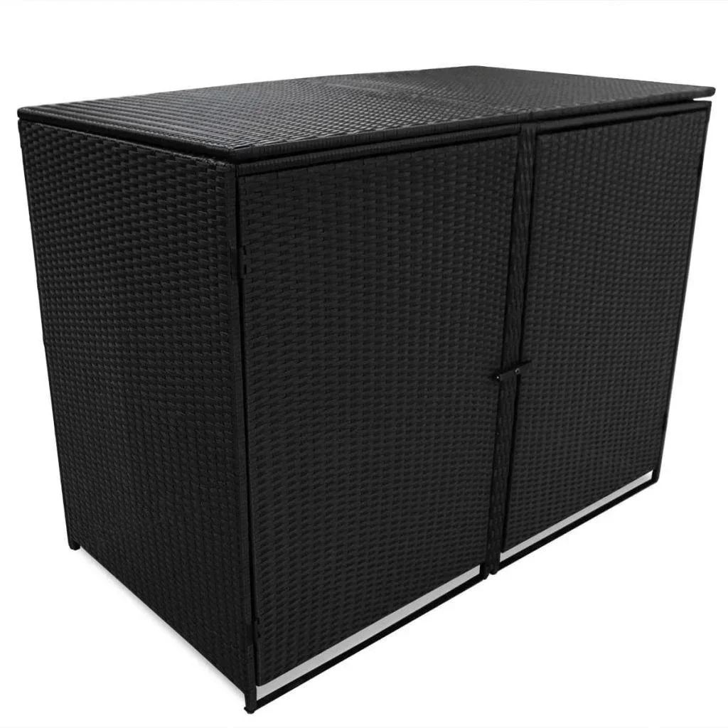 Containerlager doppelt 148x80x111 cm Poly-Rattan schwarz