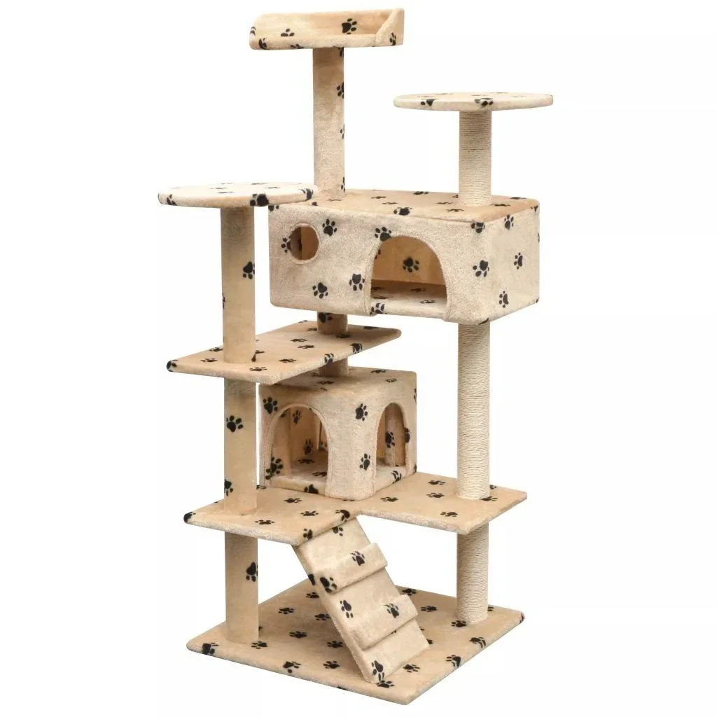 Sisal-Kratzbaum für Katzen 125 cm Fußabdruck beige