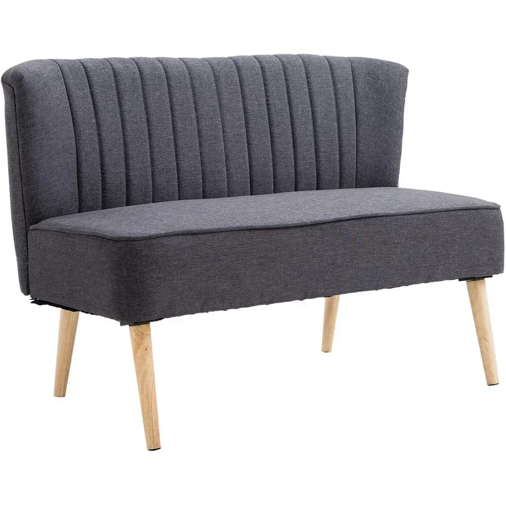 2-Sitzer Couch Stoffsofa Polstersofa Sitzmöbel Holz dunkelgrau 117 x 56,5 x 77 cm