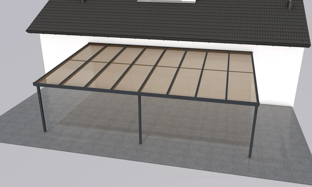 Terrassendach Premium, anthrazit, 8125 x 5060 mm - Acryl Stegplatten 16mm, bronze