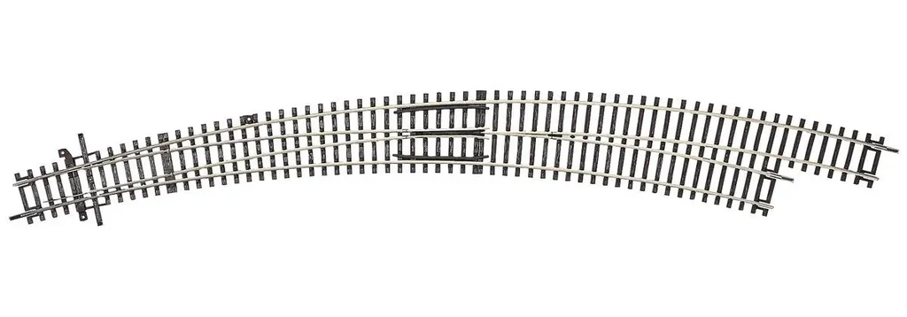 Bogenweiche rechts BWr9/10 ohne Antrieb, Radius des Stammgleises und des Abzweiggleises 826,4 mm (R9), Bogenwinkel 30°