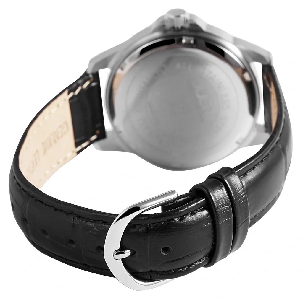 Analoge Herrenarmbanduhr mit Echtlederband und Datumsanzeige