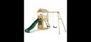 Holz Aussichtsturm mit Doppelschaukel, Outdoor-Spielturm, Kletterwand, Rutsche, Sandkasten, Kreidetafel, natur