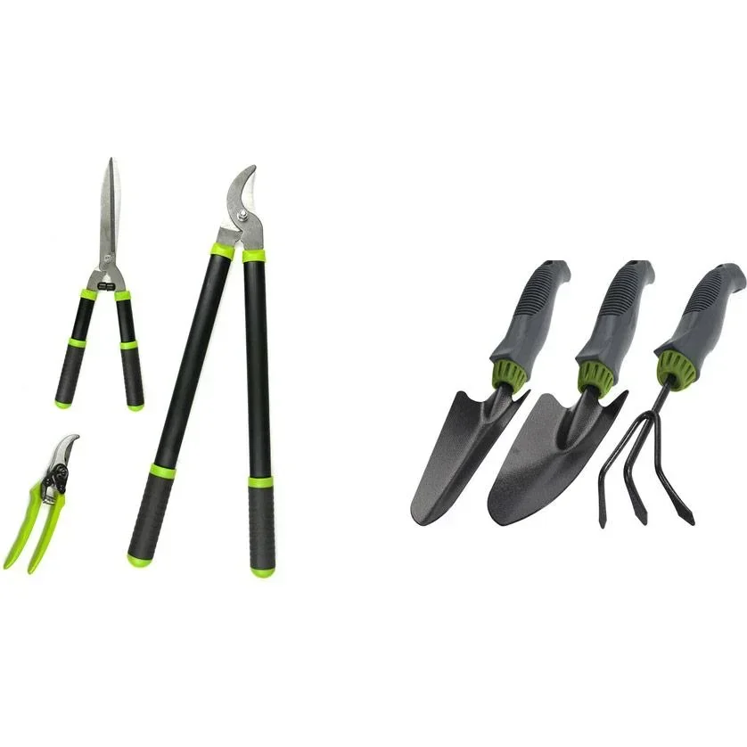 6-teiliger Garten mit Astscheren, Heckenscheren, Baumscheren und kleinen Gartengeräten