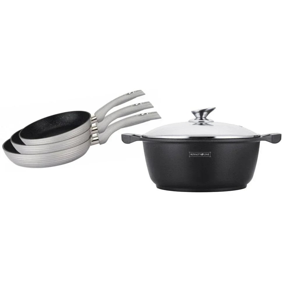 Bratpfannenset 3-teilig + Suppenbräter aus Marmor - 26 CM