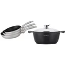 Bratpfannenset 3-teilig + Suppenbräter aus Marmor - 26 CM