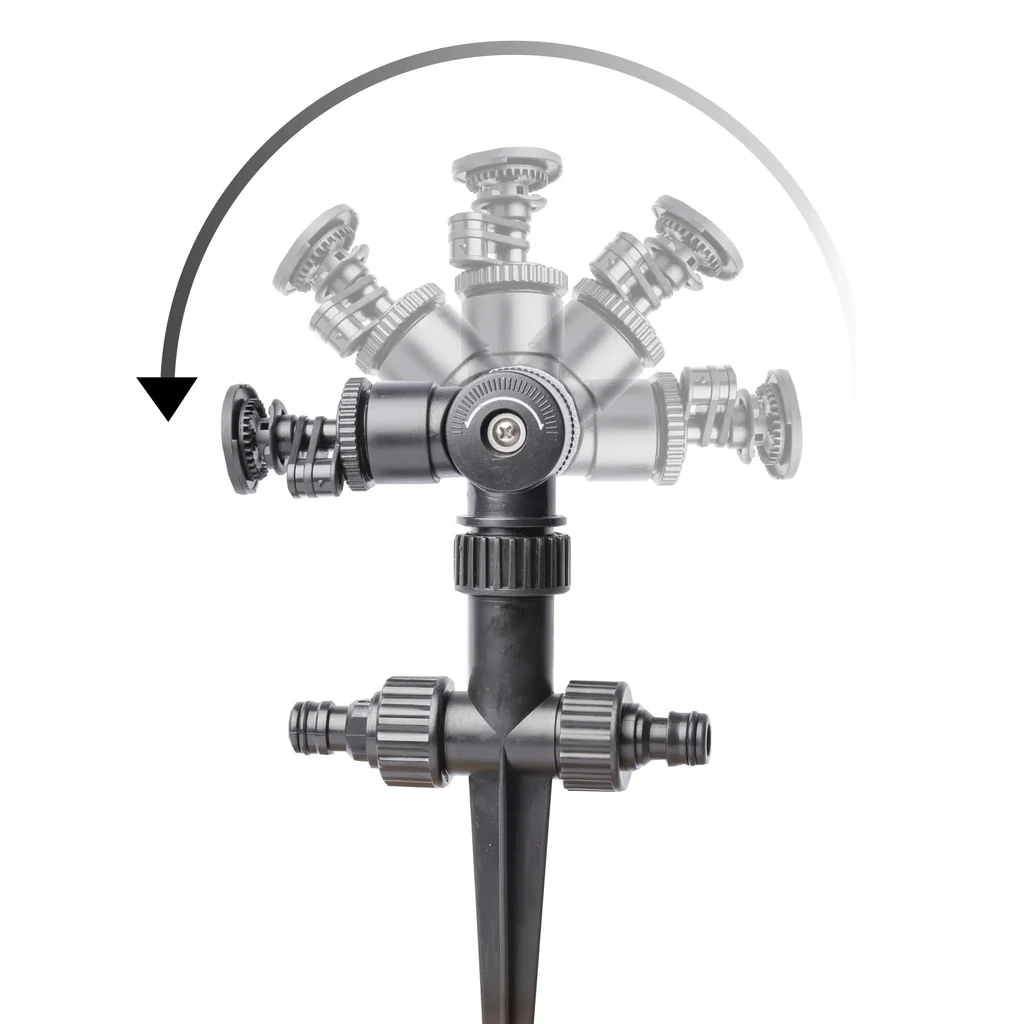 Wassersparender Rasensprenkler, 180° Schwenkkopf