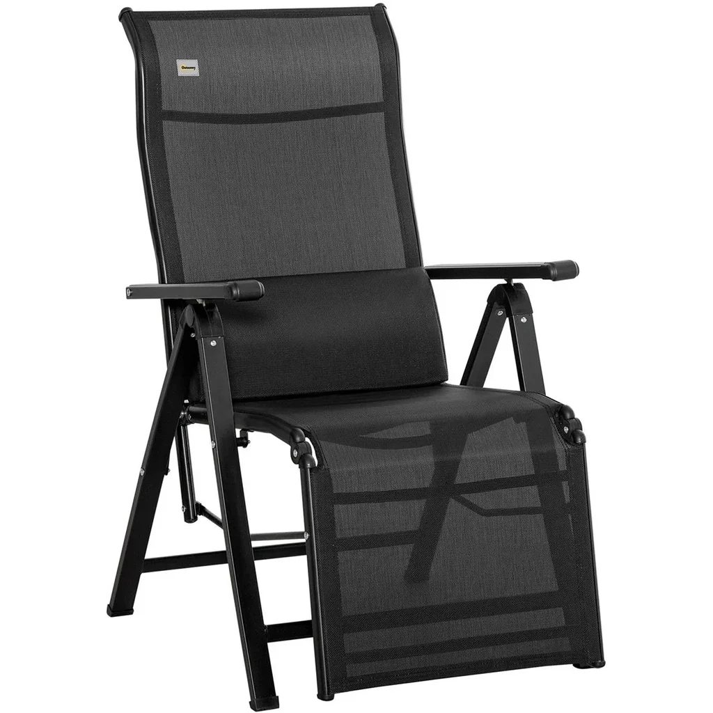 Gartenliege - 9 Positionen - Schwarz - 70 x 65 x 111 cm