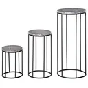 Blumenständer 3er Set aus Metall in Marmoroptik Stapelbar Pflanzenhocker für Blumentopf Schwarz+Grau