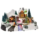 Weihnachtsdorf Weihnachtsdekoration mit LED Beleuchtung Musik Lichterkette LED Glasfaseroptik 30 x 19 x 19,5 cm