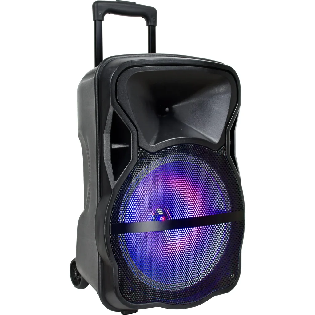 VT-6312 Mobiler, batteriebetriebener Lautsprecher mit Bluetooth, kabelgebundenem Mikrofon und LED-Lichteffekt - RGB - 35