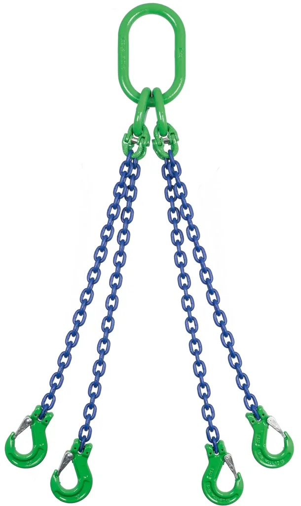Anschlagkette 4GK10-GKH, Ø 13 mm x 1,0 m Nutzlänge, Tragfähigkeit 14 t (0-45°) / 10 t (45-60°), 4-strängig, GK 10
