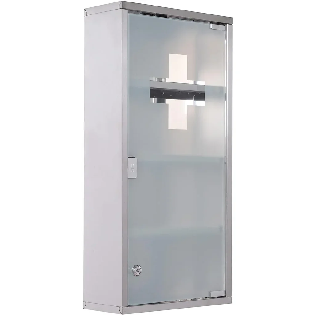 Medizinschrank mit 4 Fachböden silber