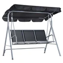 Hollywoodschaukel 3-Sitzer Gartenschaukel Schaukelbank mit Dach Metall Schwarz+Silber 171 x 108 x 154 cm