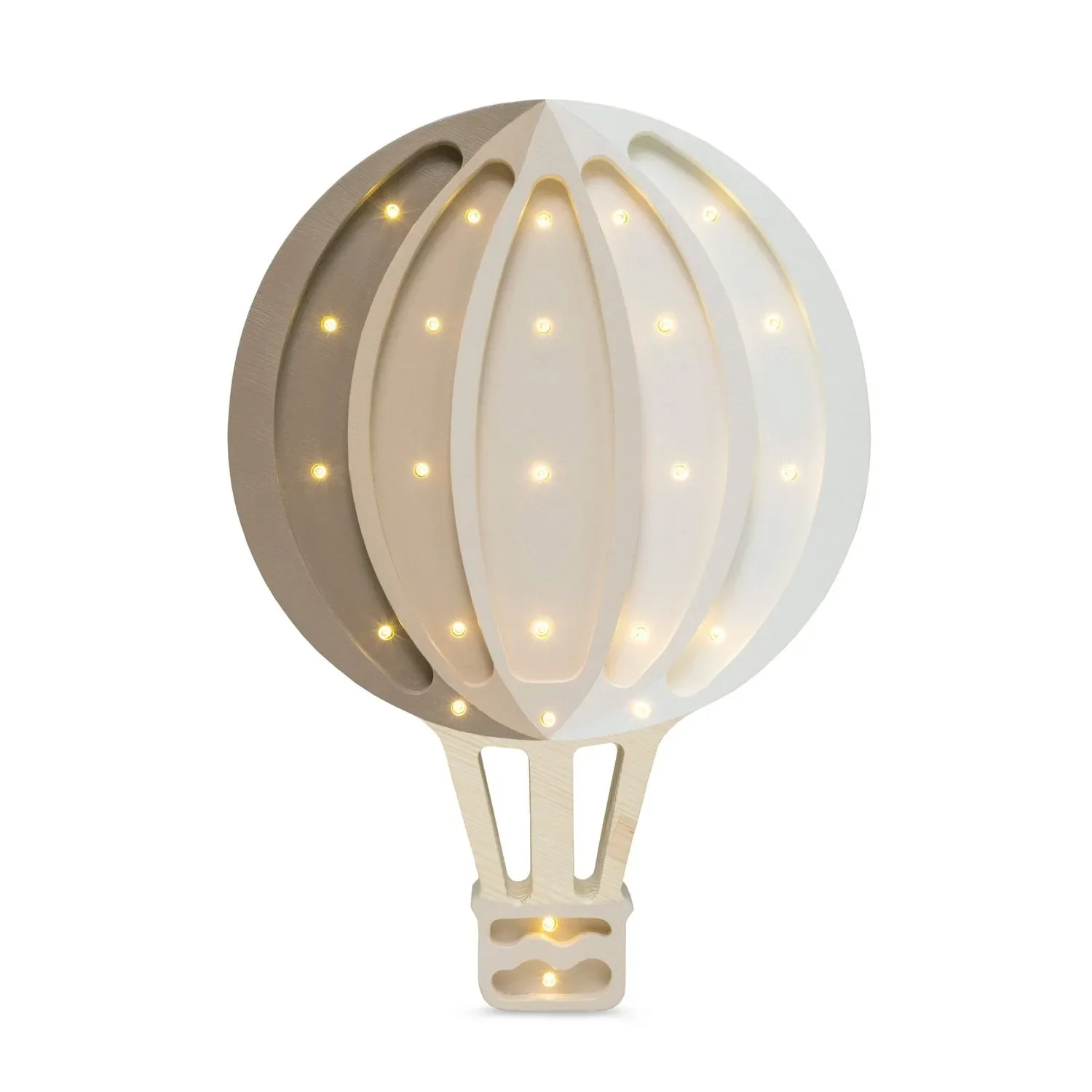 Little Lights Nachtlicht Kinder, Nachtlampe Heißluftballon - 100% Kiefernholz natur, Farbe: Cappuccino Regenbogen