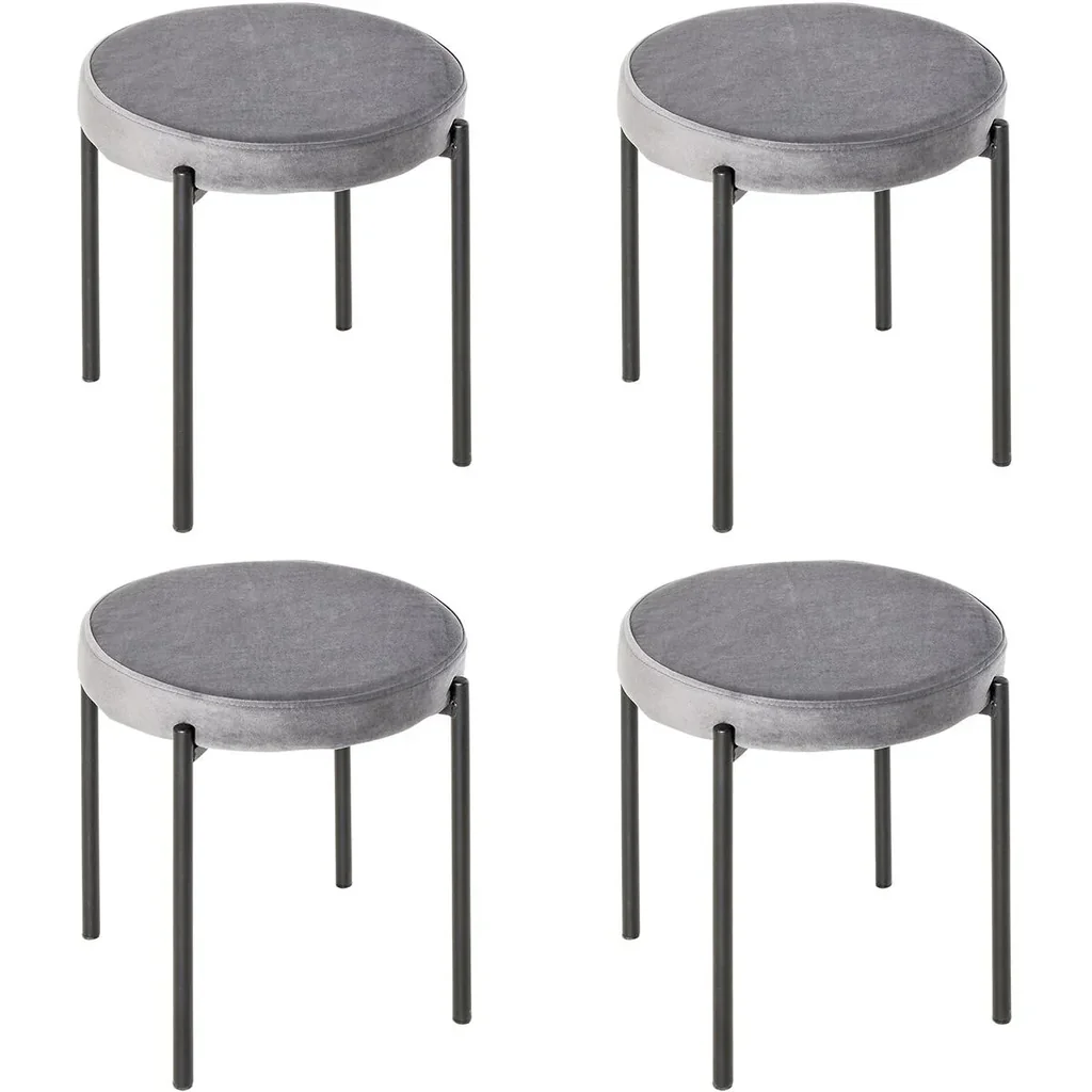 Hocker 4-teiliges Set mit Samtüberzug Grau