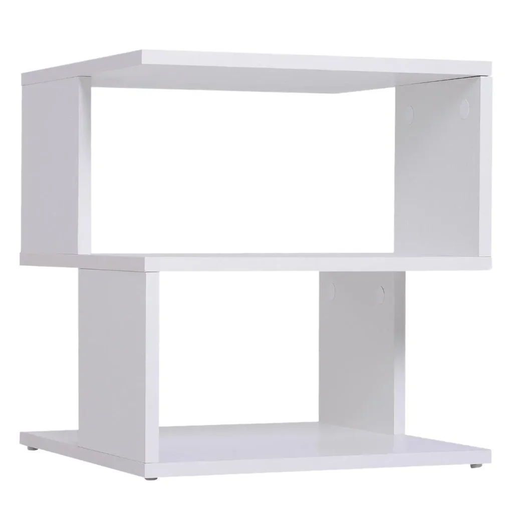 Beistelltisch Betttisch mit modernes Design, Spanplatte, Weiß, 40x40x43 cm