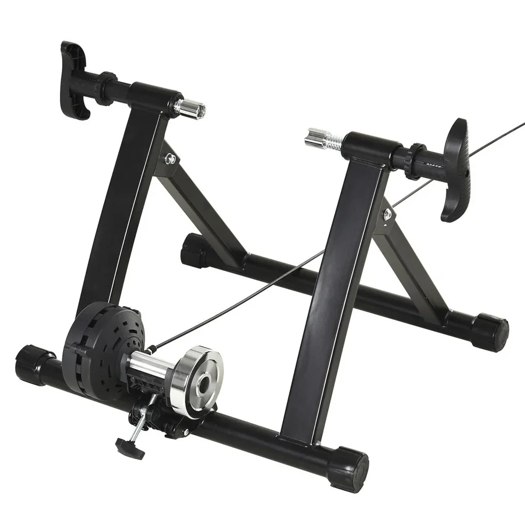 Rollentrainer Fahrradtrainer Indoor Fahrrad Heimtrainer klappbar Magnetbremse 26"-29" Metall PP Schwarz 68 x 62,5 x 49 c