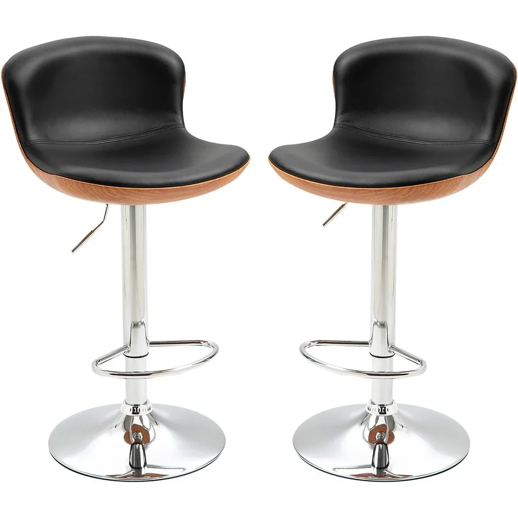 Barhocker mit Fußstütze, 2er-Satz, schwarz