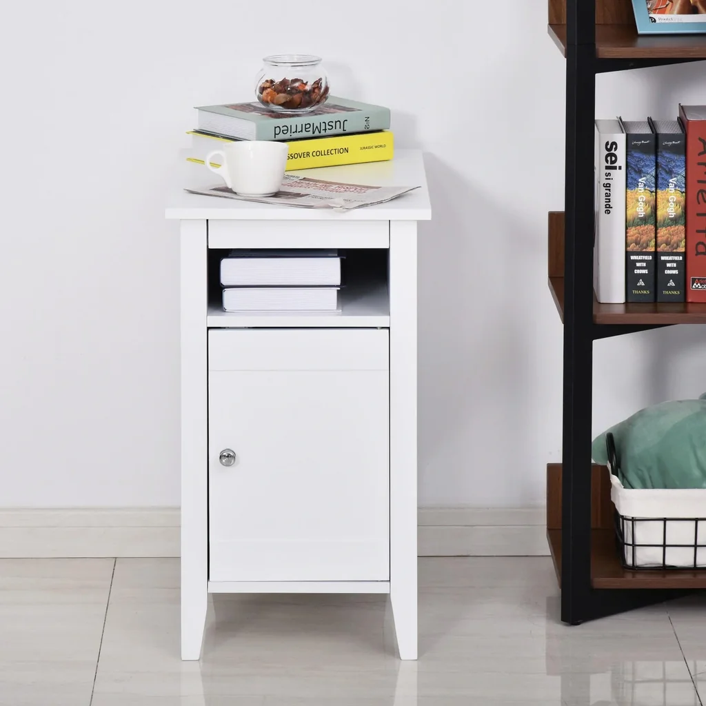 Beistelltisch mit Schrank, weiß