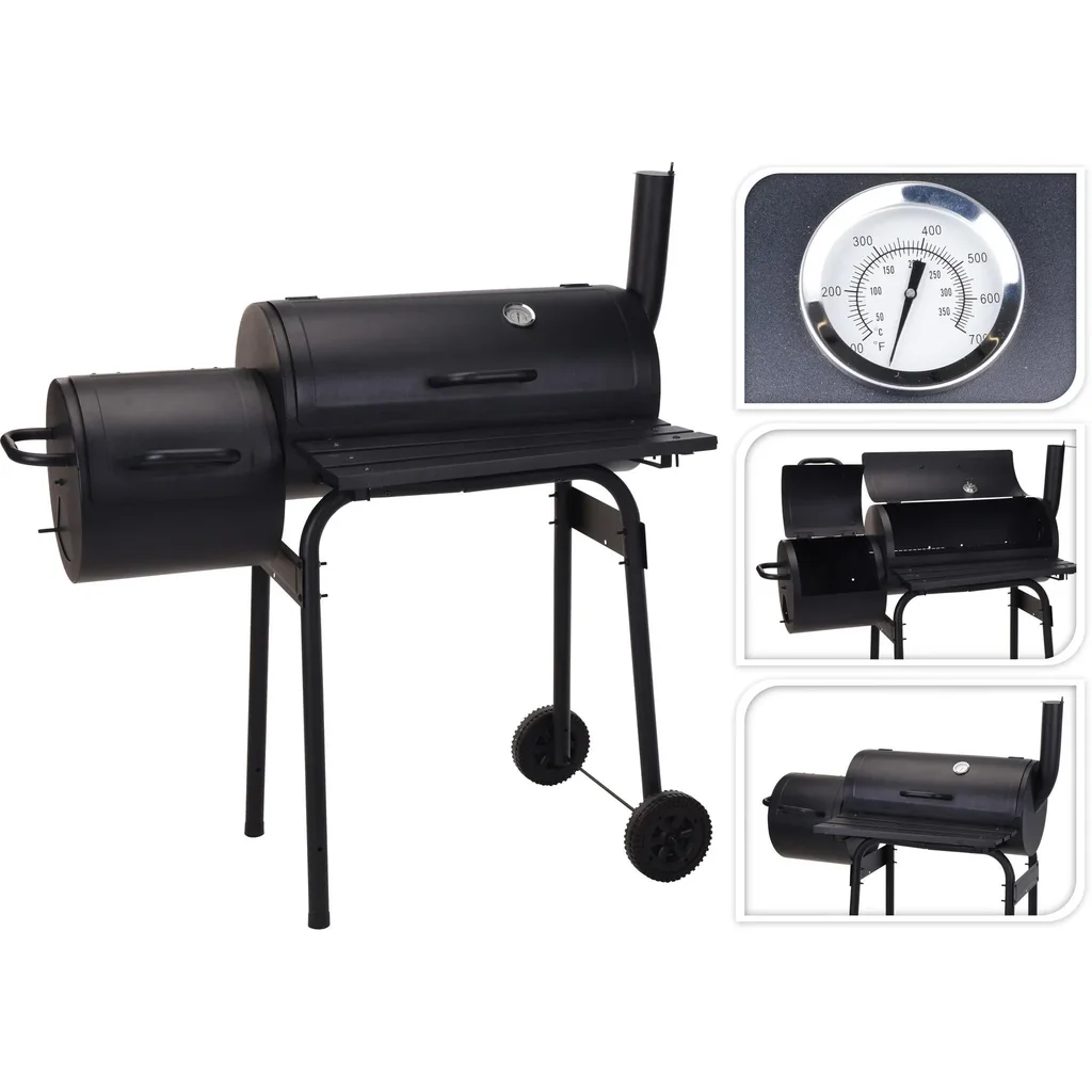 BBQ Grill - Smoker schwarz mit Thermostat