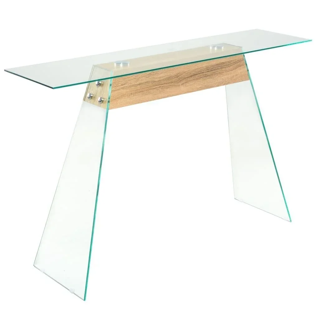 Wandtisch 120x30x76 cm MDF und Glas Farbe Eiche