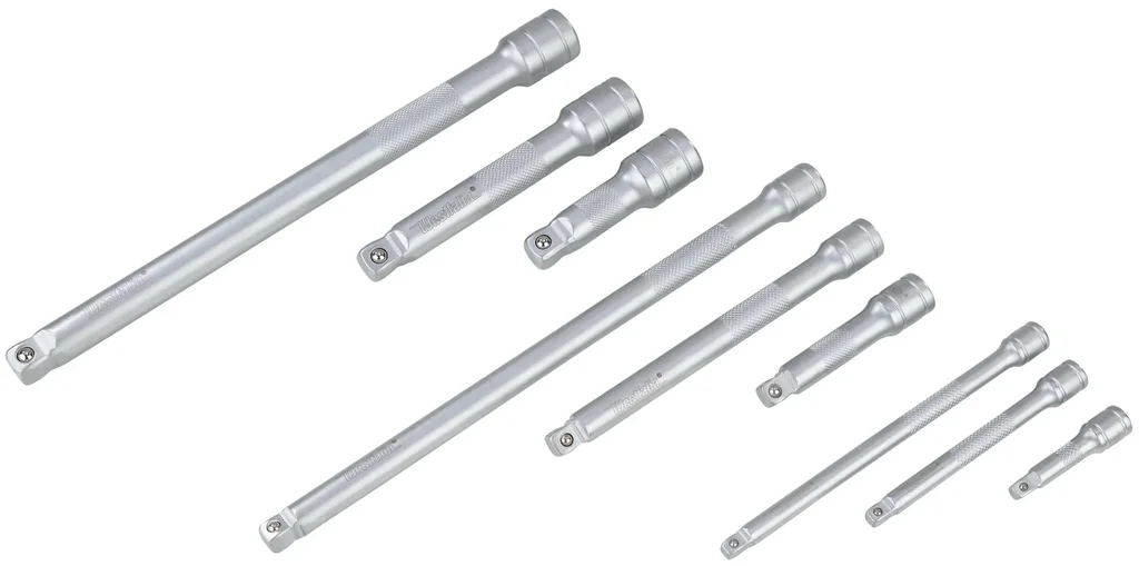 Steckschlüssel/ Kippverlängerungen Satz 1/2" - 3/8" - 1/4", 9-teilig