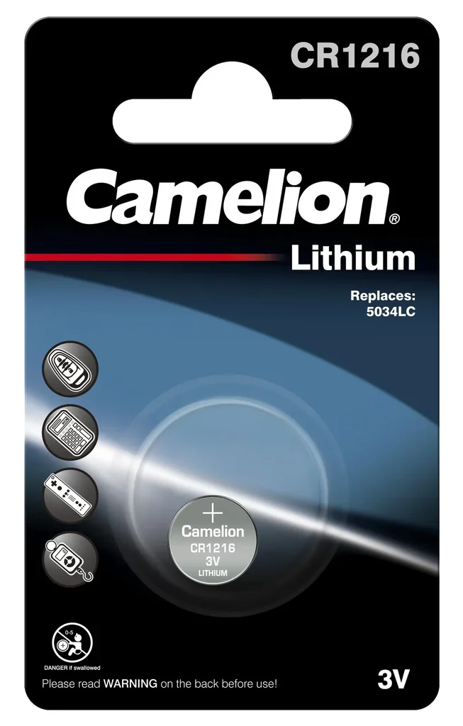 Lithium Knopfzelle CR1216, 3V - 1 Stück