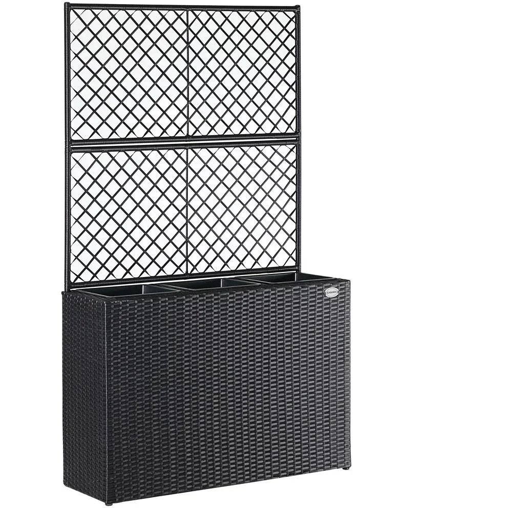 Polyrattan Pflanzgefäß mit Spalier Schwarz