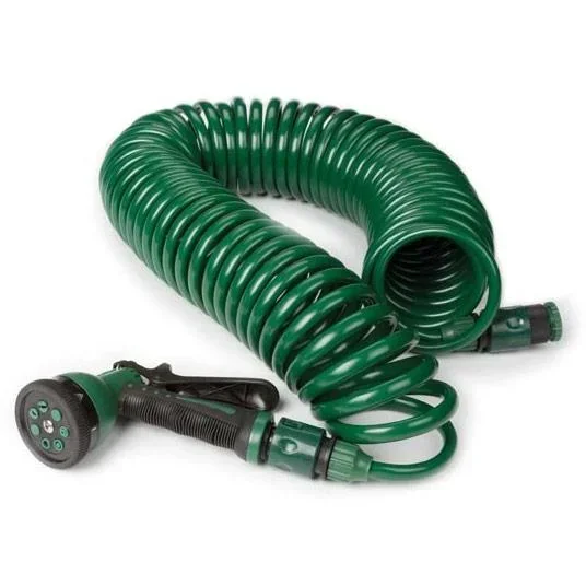 Spiralförmiger Gartenschlauch mit Düse - 15 M