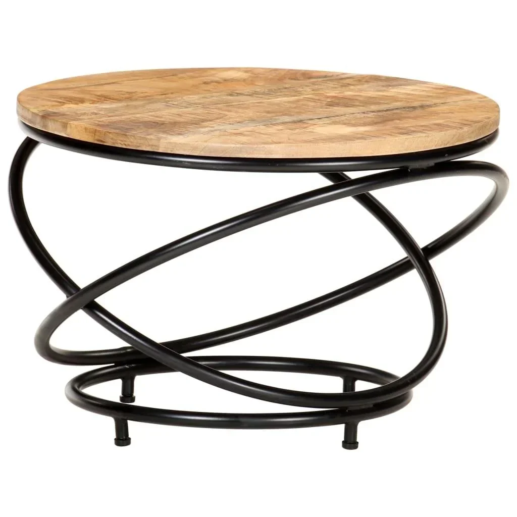 Couchtisch 60x60x40 cm Mangoholz massiv roh schwarz