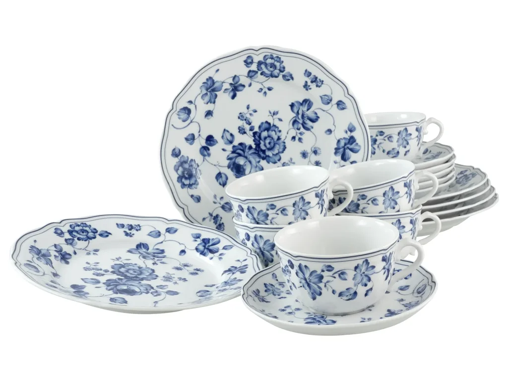 Kaffeeservice Alba Royal Blue Flower 18-teilig