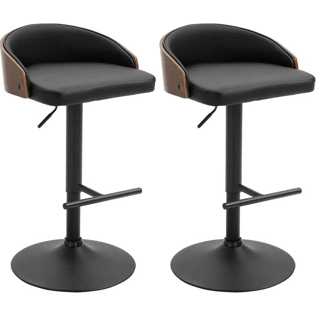 2er-Set Barhocker drehbare Barstühle mit Fußstütze Barstuhl höhenverstellbar Küchenstühle Drehstühle Kunstleder Holz Sch