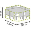 Wasser- und UV-beständige Gartenmöbel-Abdeckung 220 x 220 x 95 cm, achteckige Outdoor-Möbelabdeckung gegen Regen und Schmutz, starker Allwetterschutz, grau