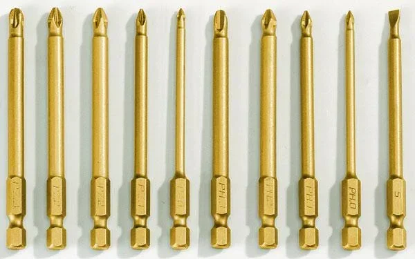 Anti - Rutsch Bit Set 10 tlg. - 90 mm lang, Titan beschichtet