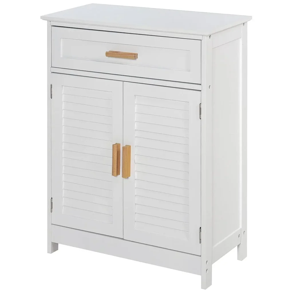Badezimmerschrank mit 1 Schublade und 1 Schrank mit Türen, weiß