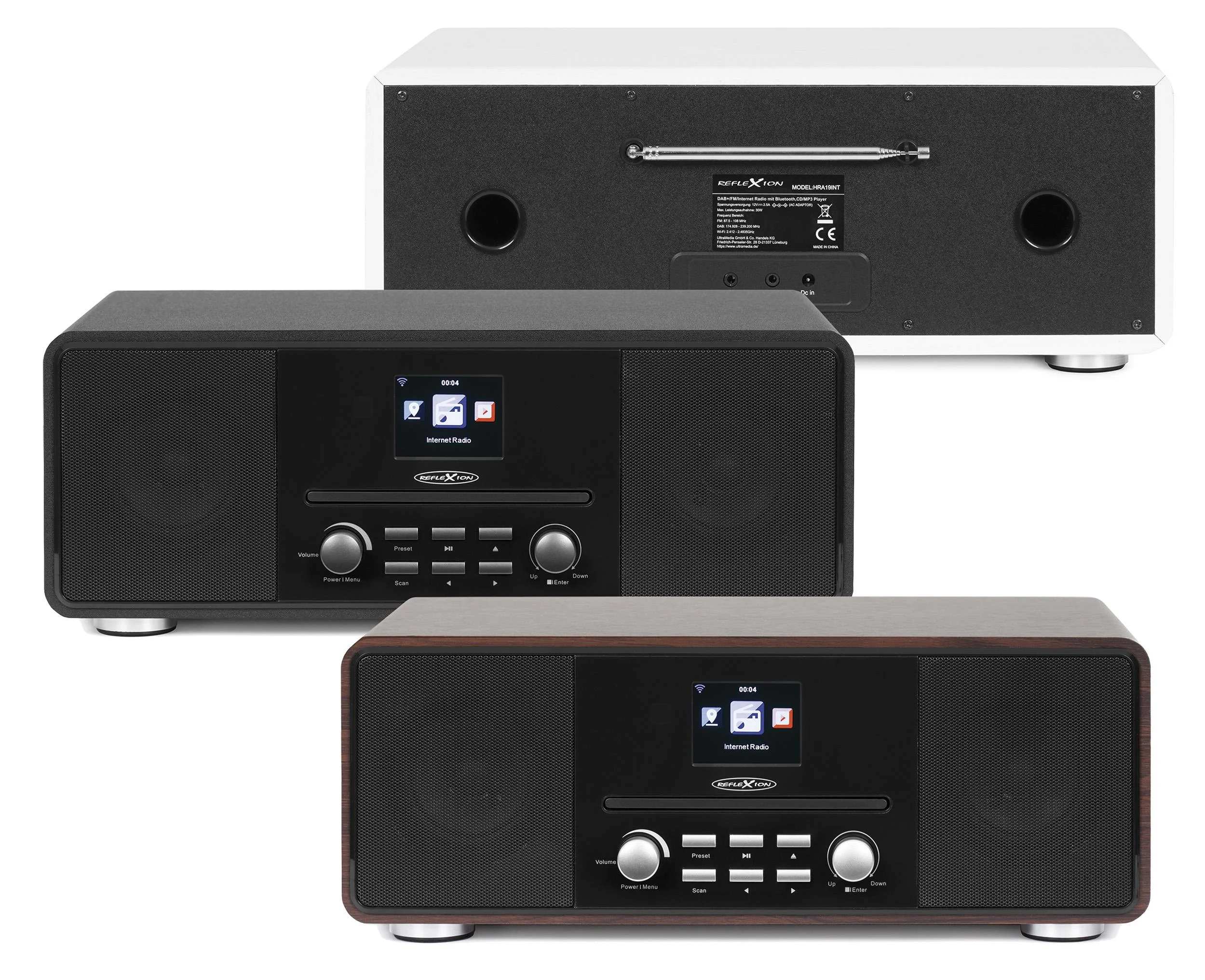 Design Internet/DAB+/UKW-Radio mit Bluetooth, CD, AuxIn, Encoding, schwarz, HRA19INT/BK