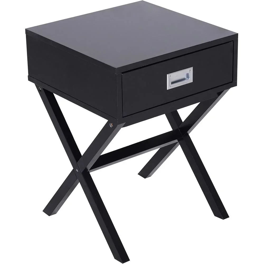 Nachttisch Nachtkommode Flurkommode mit Schublade Holz schwarz 40 x 40 x 55 cm