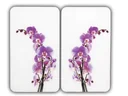 3 in 1 Herd-Abdeckplatten, Schneidbretter, Arbeitsplatten, Glas, Orchideen-Design, je 52 x 30 cm, 2er-Set