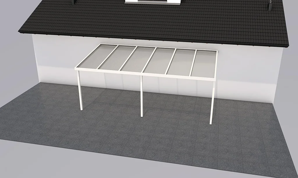 Terrassendach Premium, weiß, 6110 x 3060 mm - Polycarbonat Stegplatten 16 mm, bronze