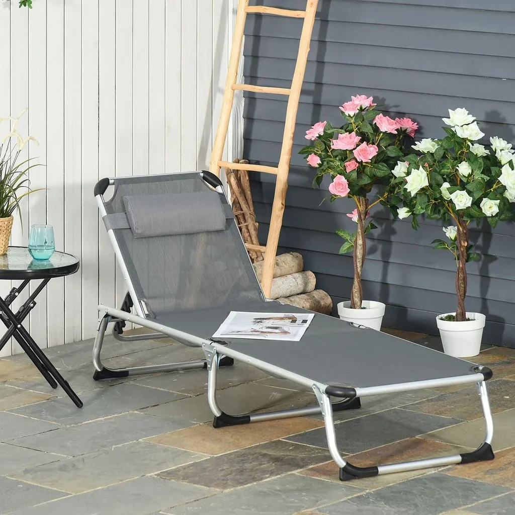 Gartenliege 5-stufig verstellbar schwarz