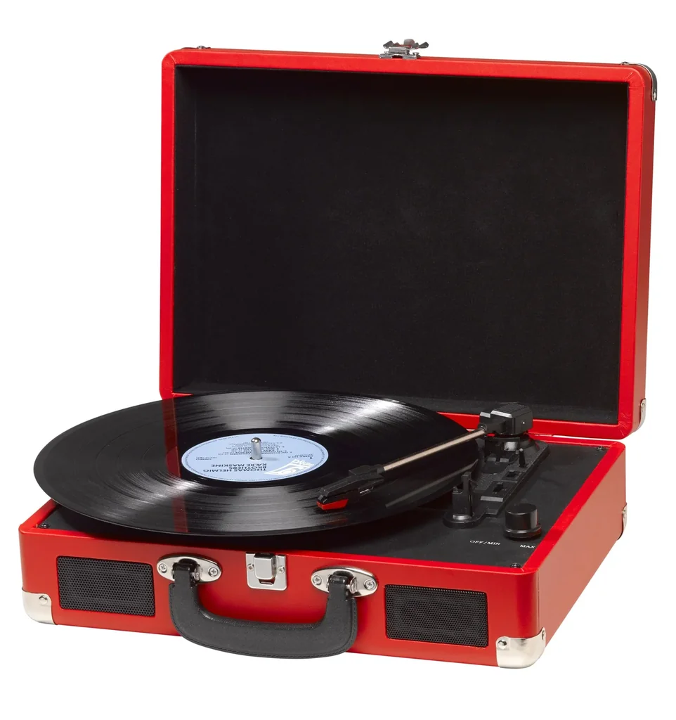 Retro USB Plattenspieler "VPL-120" im Koffer in rot