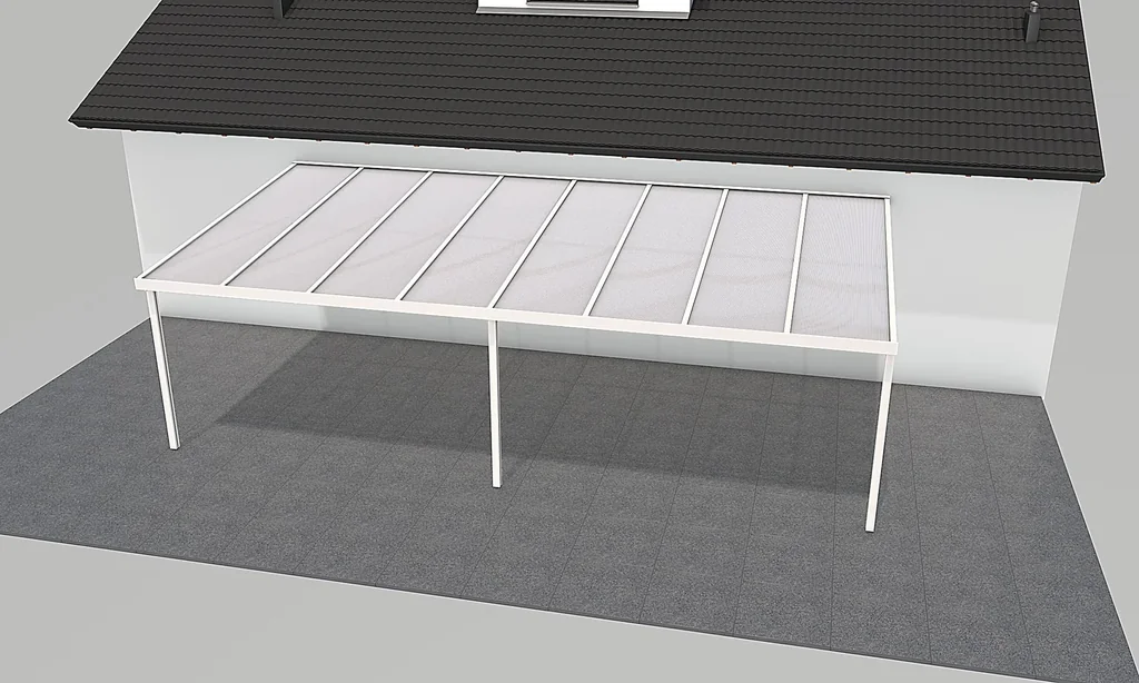 Terrassendach Premium, weiß, 8125 x 4060 mm - Polycarbonat Stegplatten 16 mm, weiß gestreift