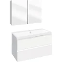 Concept Badezimmermöbel met Spiegelschrank 80cm - Weiss/Weiss