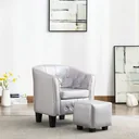 Schalensitz mit Fußhocker Kunstleder glänzend silber