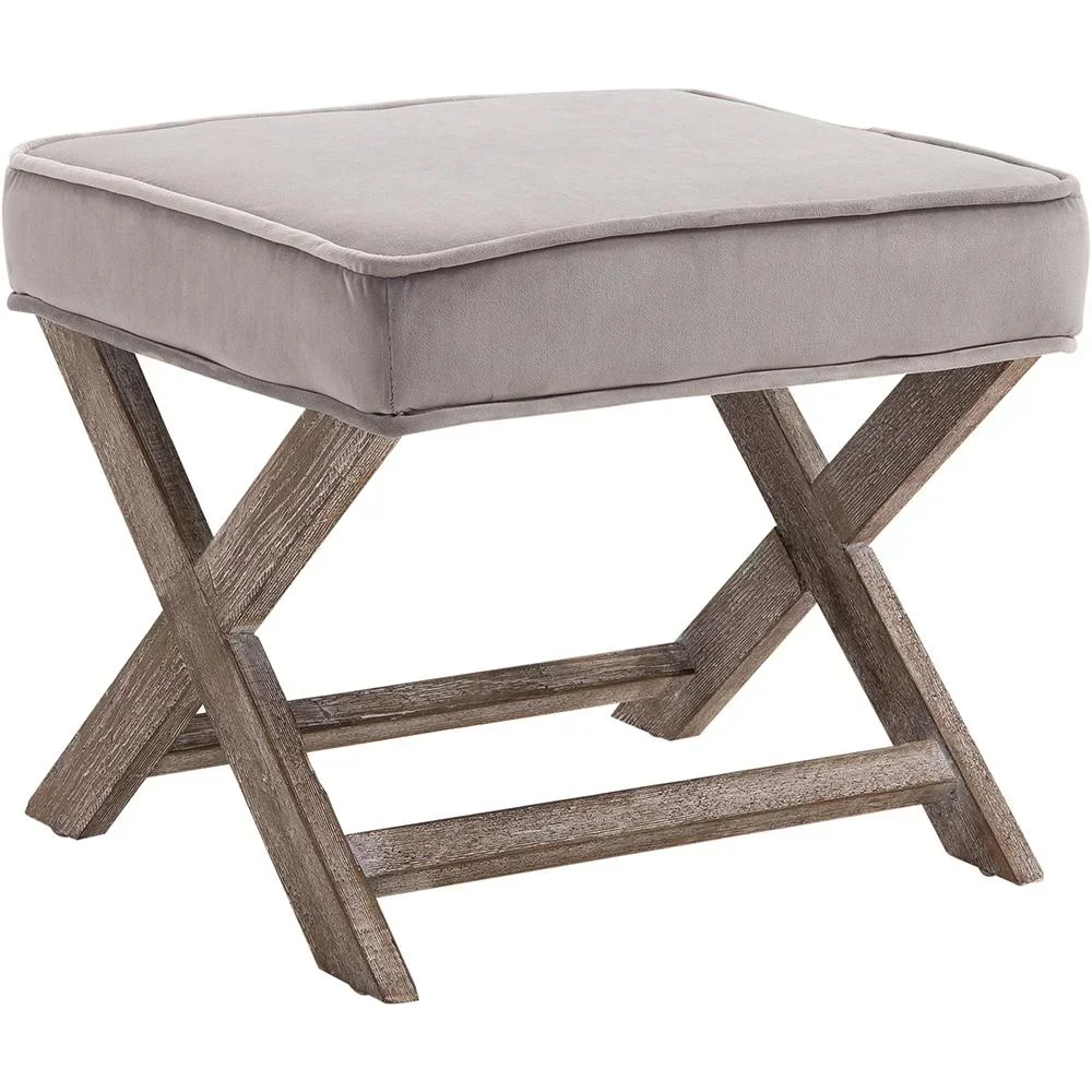 Fußhocker Sitzhocker Fußbank Sitzbank Chesterfield Polsterhocker Fußablage Samt grau 49,5 x 45 x 41 cm