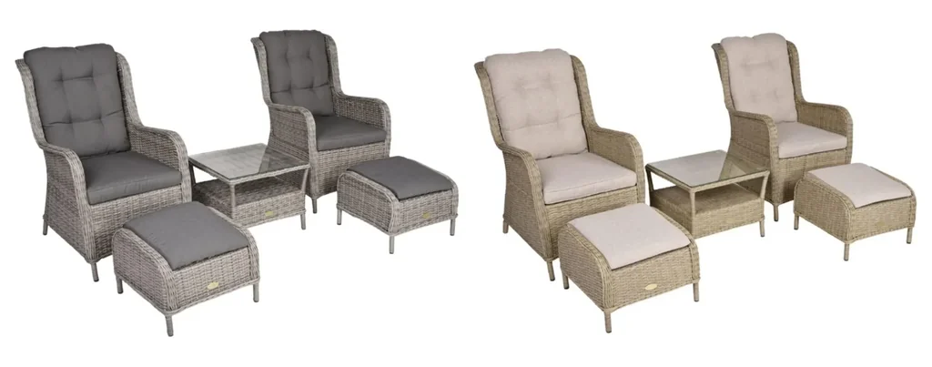 Sessel-Set VALENCIA, 5-teilig, Stahl / Kunststoffgeflecht / Polyester, grau