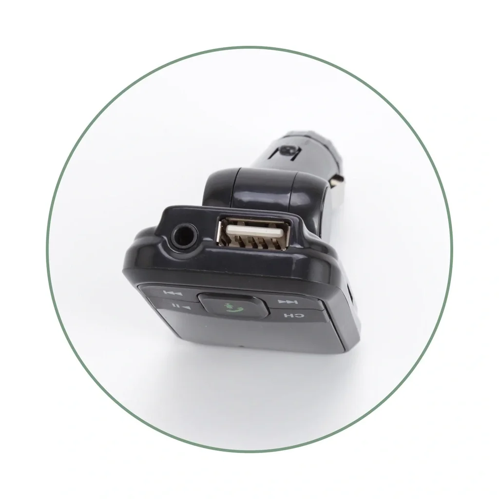 Bluetooth FM Transmitter mit Freisprechfunktion + USB Kfz Ladegerät mit Nothammer