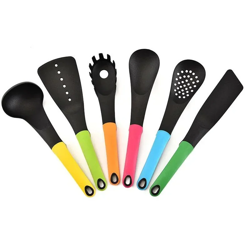 7-teiliges Küchenzubehör-Set - multicolor - Servierlöffel, Spatel, Spaghetti-Löffel, Schöpfkelle, Spachtel, Schaumlöffel