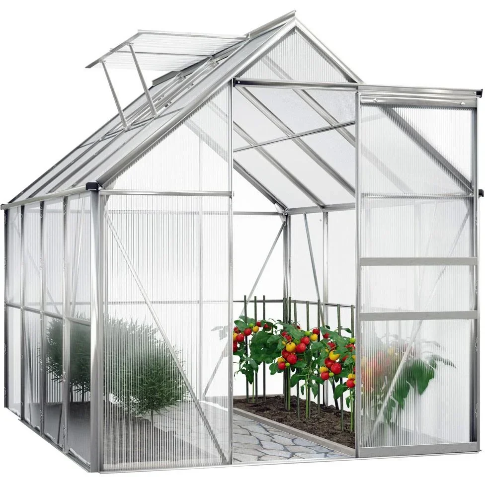 Aluminium Gewächshaus / Wintergarten 7,6m³ mit 2 Oberlichtern